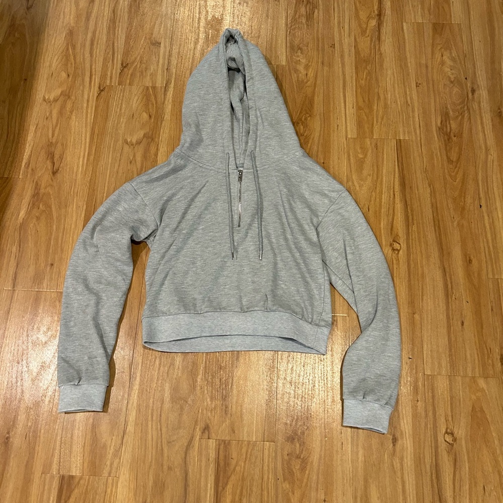 Alter’d State AS revival cropped hoodie half zip grey